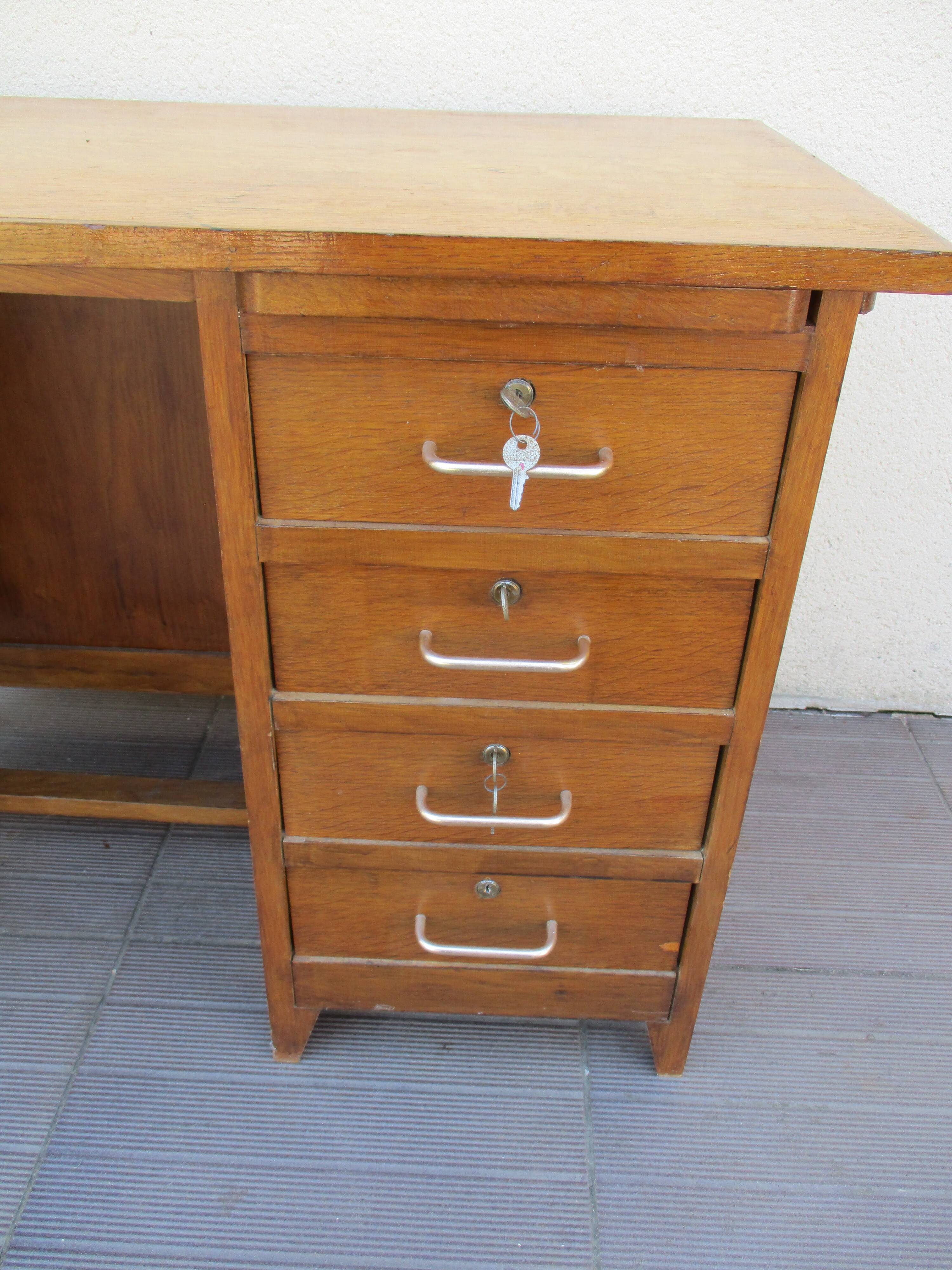 Desk oak vintage style english drawer and extension