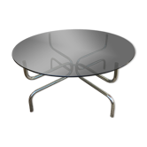 Vintage coffee table in smoked glass and chrome