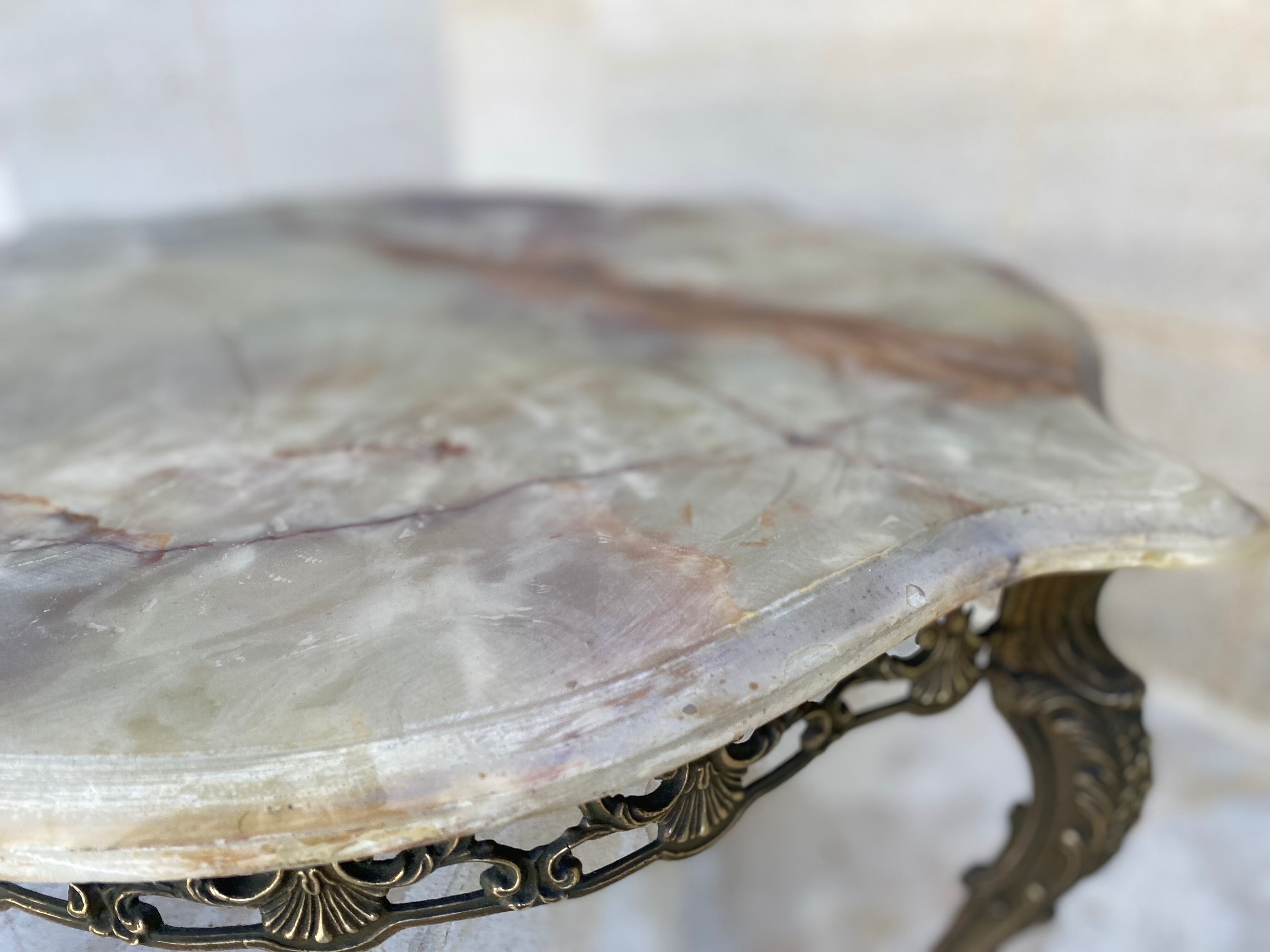 Brass and marble coffee table