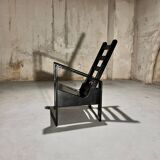 Black Lacquered Oak Modernist Armchair, 1960