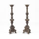 Set of two large antique brass candlesticks