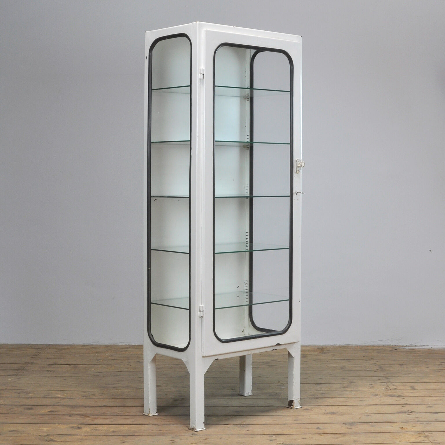Vintage Medical Cabinet With Five Glass Shelves, 1975