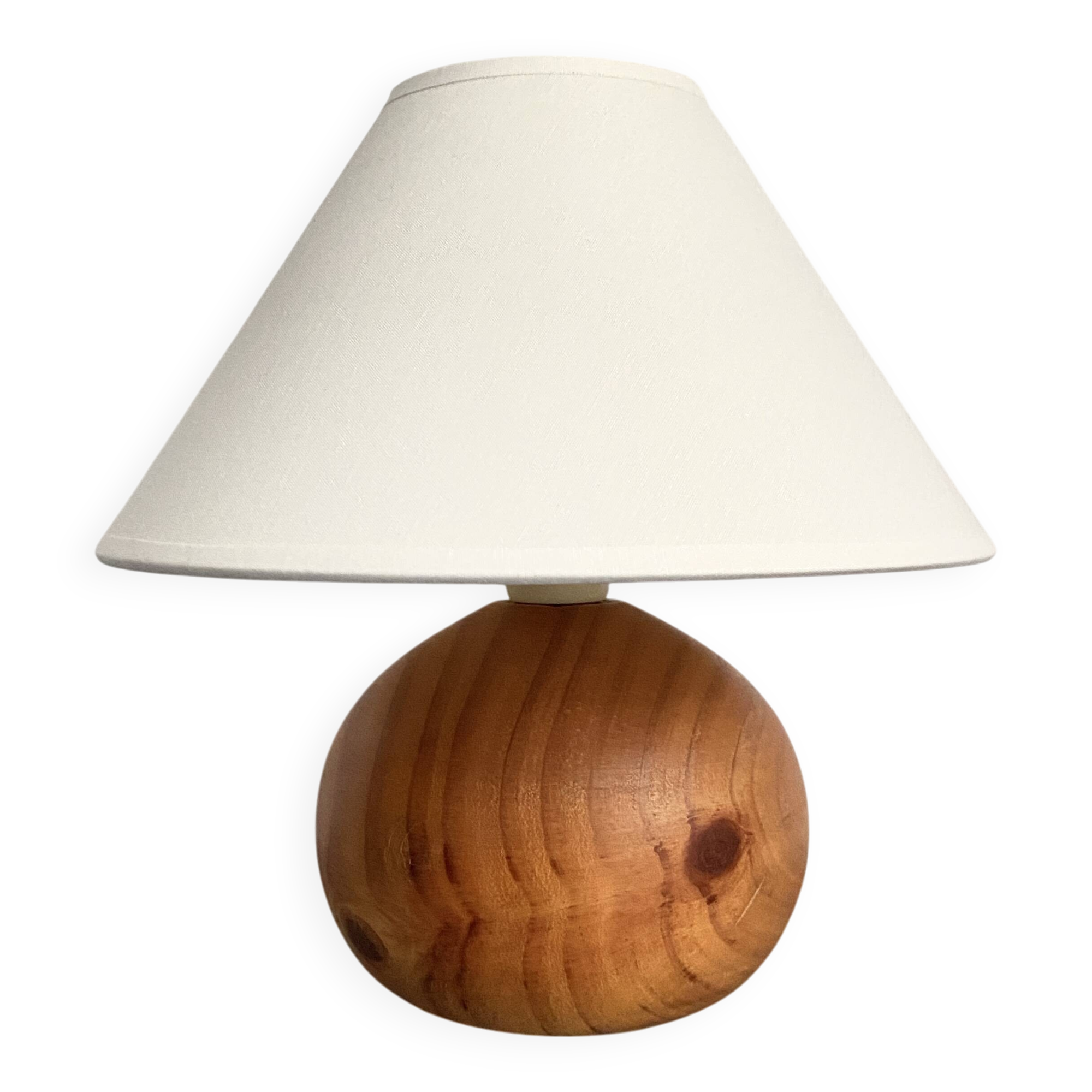 Wooden lamp, cotton shade