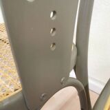 Set of 4 Vintage Gray Thonet Style Dining Chairs with Cane Seat