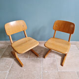 Pair of children's chairs by Casala in solid beech, 1960s.