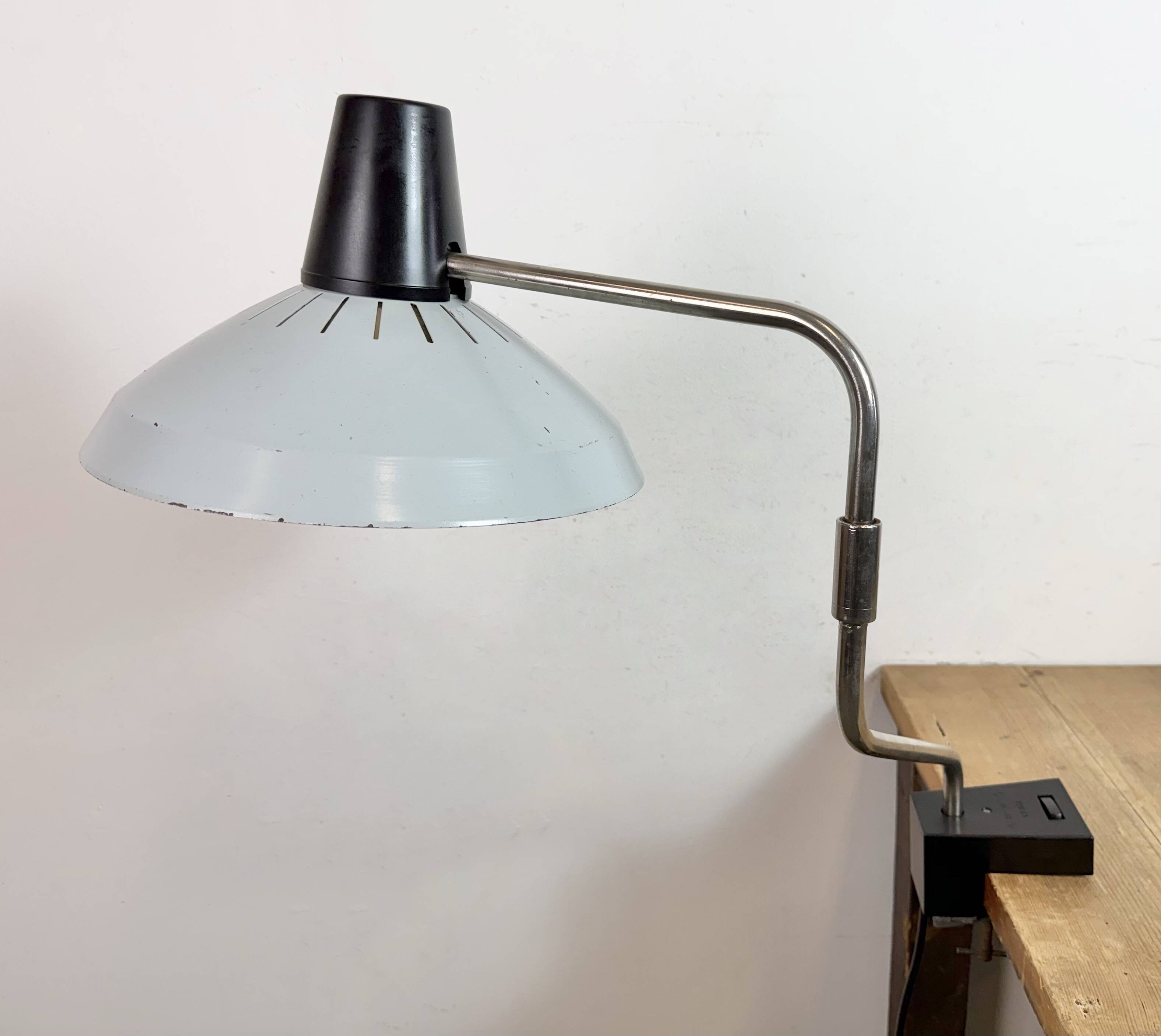 Grey Industrial Factory Office Desk Lamp from Elektrosvit, 1970s