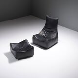 Stunning lounge chair The Rock in black leather by Gerard Van Den Berg - Montis