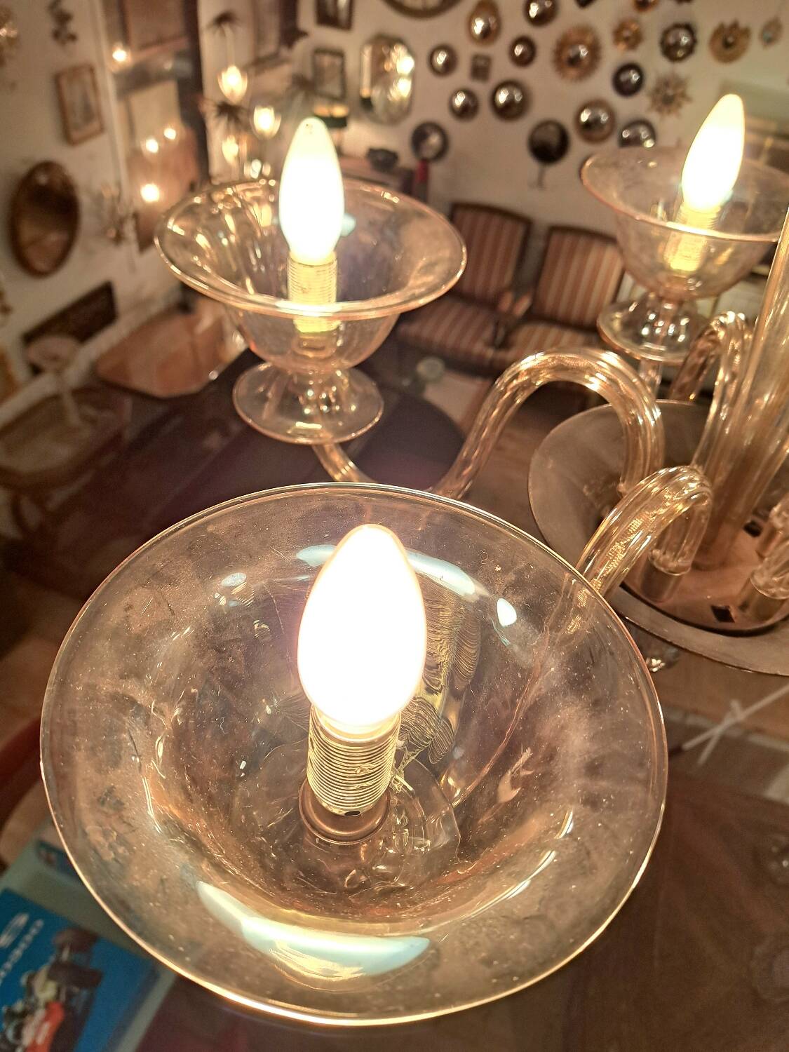 Venetian chandelier from Murano in smoked glass