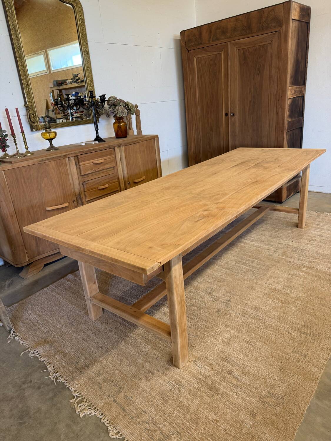 Solid wood farmhouse table