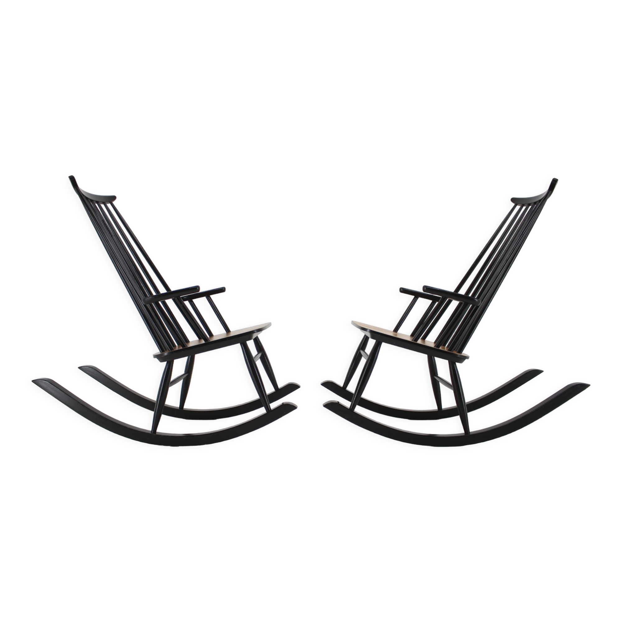 1960s Pair of Varjosen Puunjalostus Beech Rocking Chair, Finland