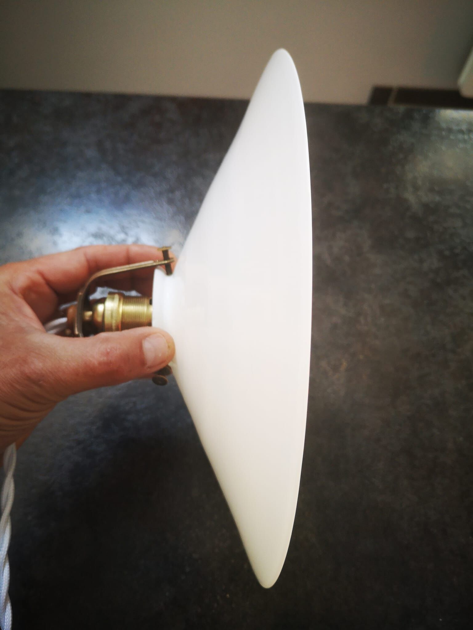 Old suspension lampshade opaline white Art Deco 1930 Ø 26 cm