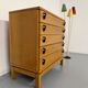 Vintage chest of drawers with 5 drawers in light wood, French design from the 60s/70s.