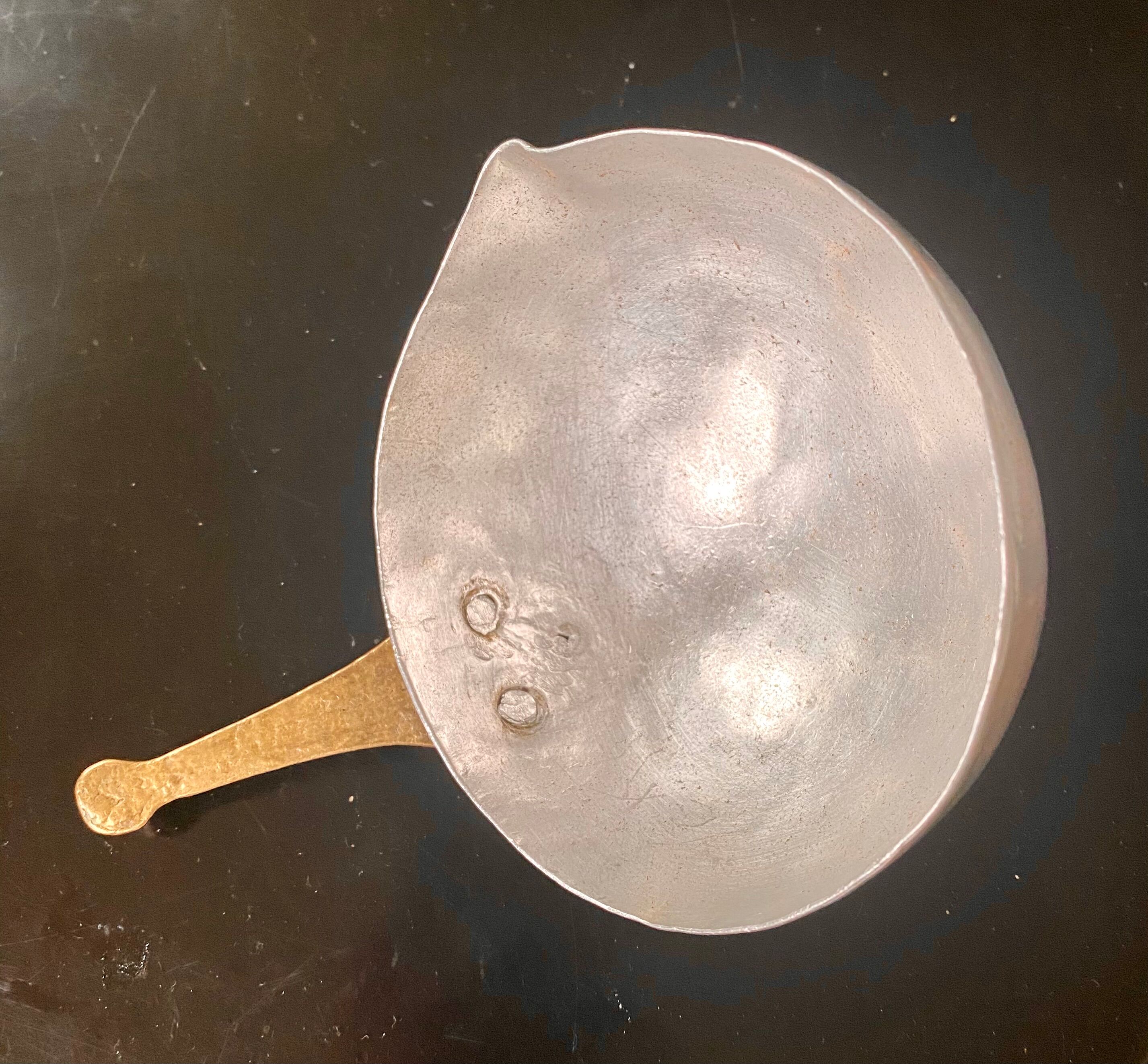 Large and rare Sicilian spoon in aluminum and brass