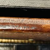 Large Gustave Keller leather trunk with multiple compartments