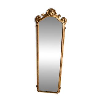 Long, vintage gilded wooden mirror
