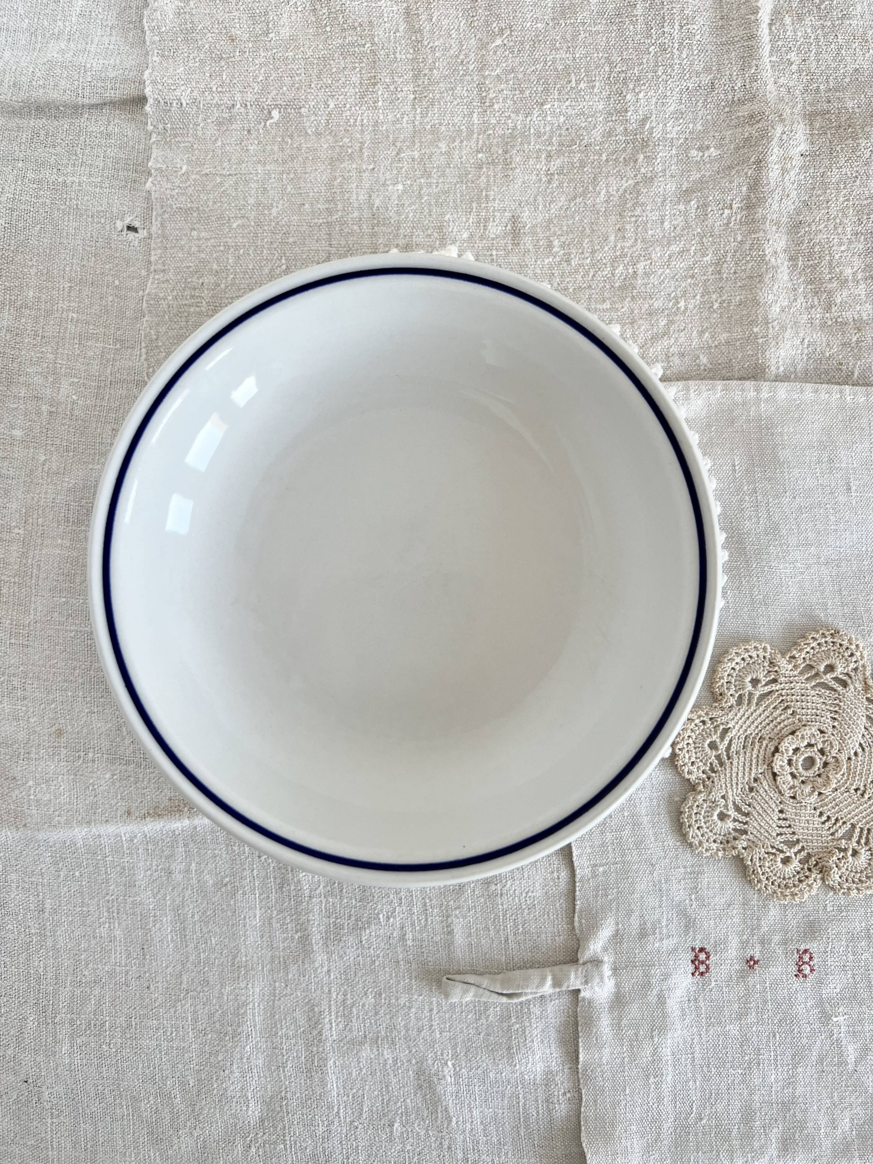 4 vintage mismatched deep plates blue white porcelain bistro butterflies