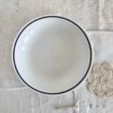 4 vintage mismatched deep plates blue white porcelain bistro butterflies