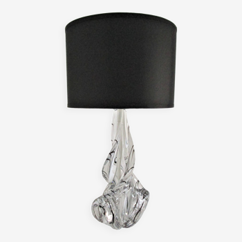 Lampe cristal transparent et noir sculpturale JB