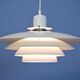 Danish hanging lamp in white with brass accent, 1980s