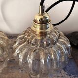 Set of two vintage amber pendant lights