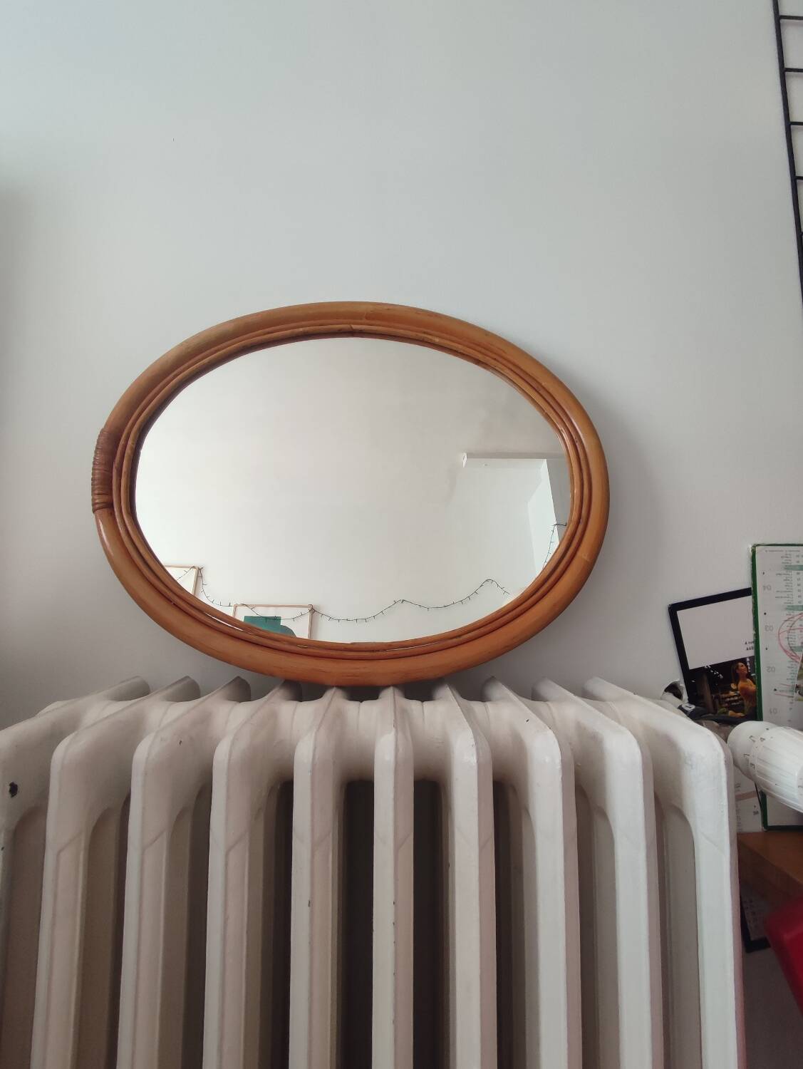 Vintage bamboo and rattan mirror