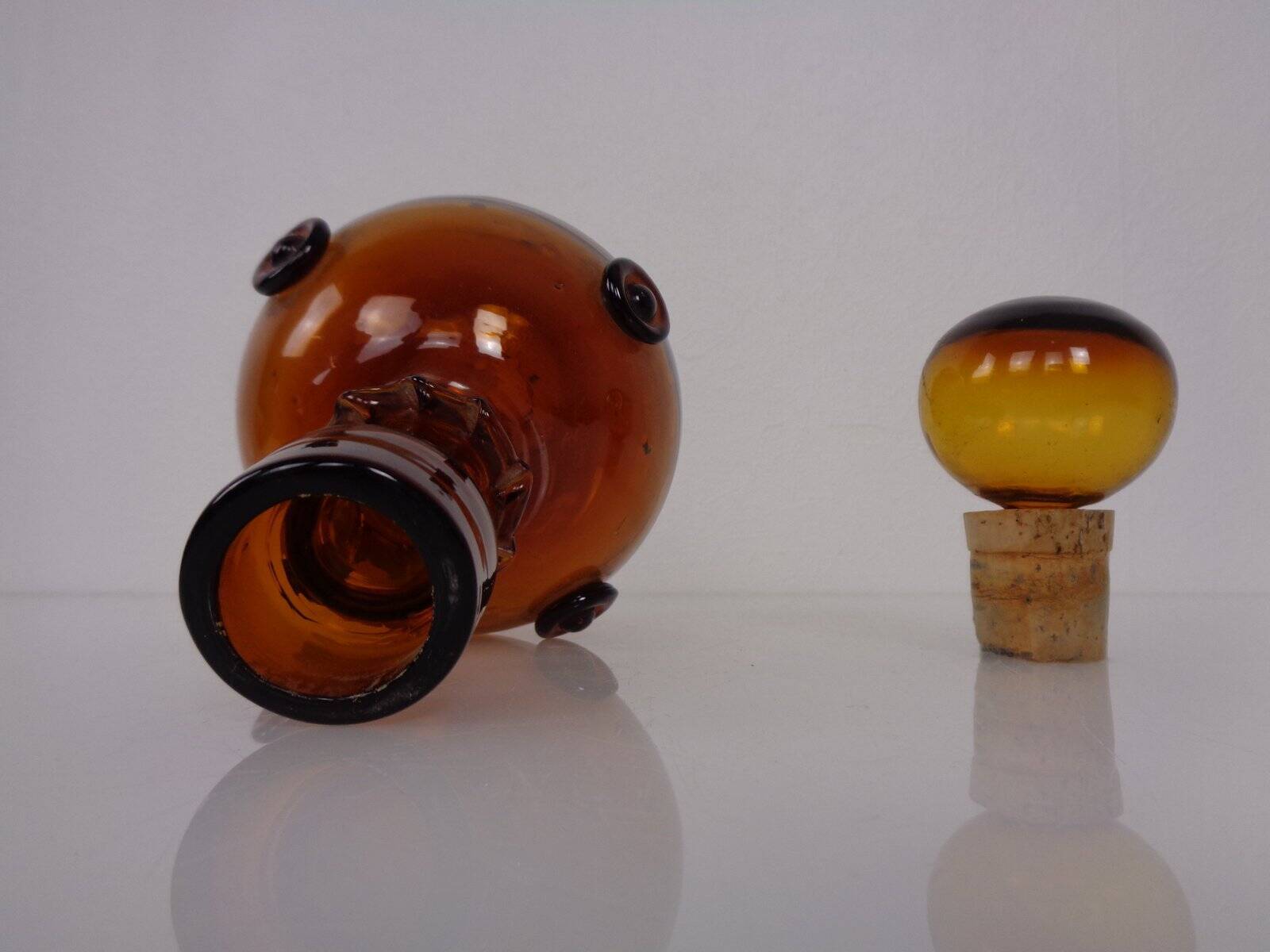 Italian amber glass decanter with stopper, 1960s
