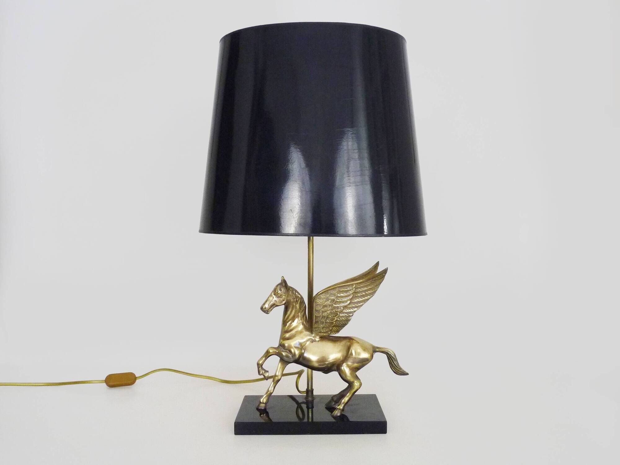 Maison Charles style winged horse desk lamp in vintage brass 1980s
