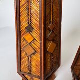 Vintage Mid Century Modern Handmade Tramp Art Matchstick & Geometric W