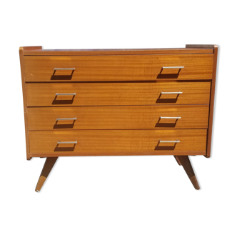 Vintage dresser 4 drawers feet compass - 60s