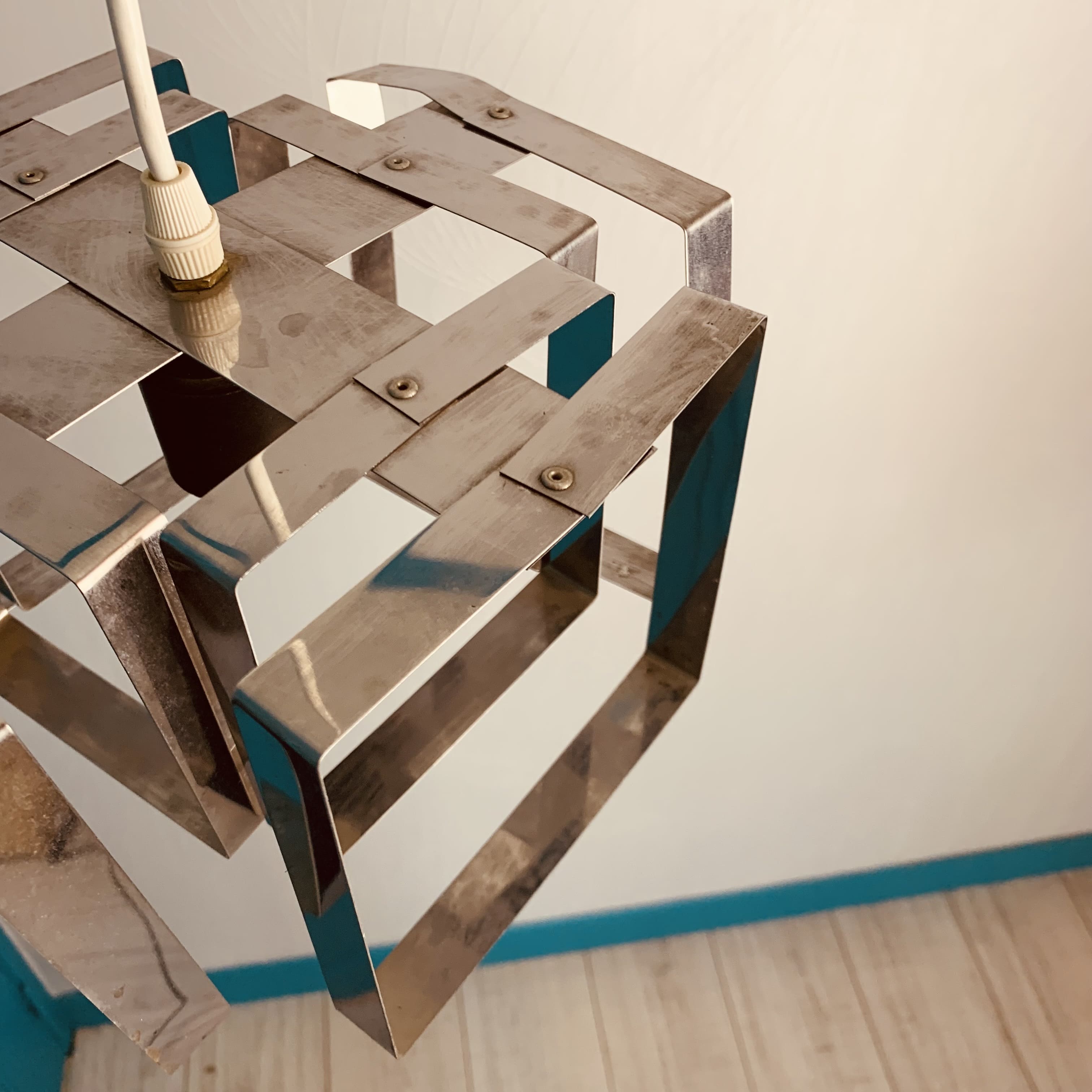 Chandelier chrome geometric shape