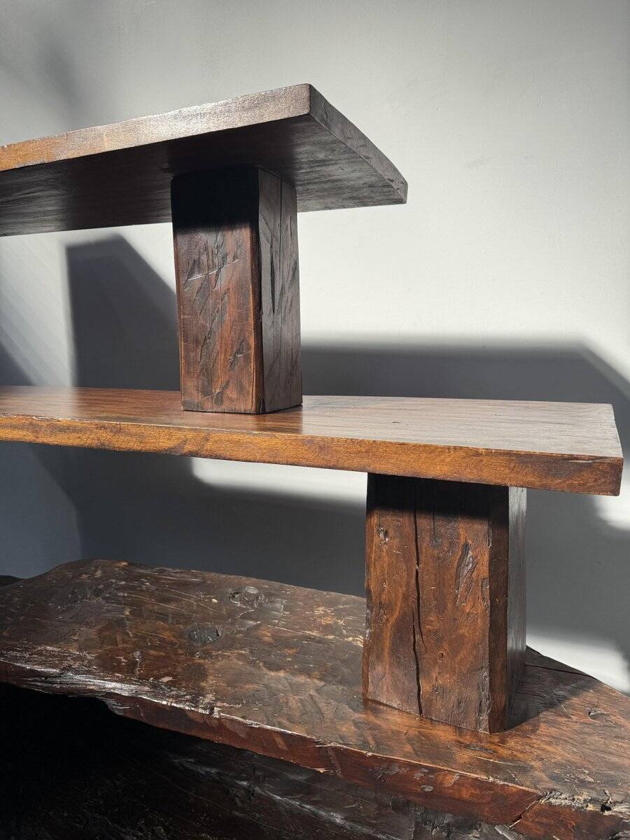 Vintage Brazilian folk art handmade wall cabinet in Cumaru wood, 1960s