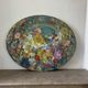Huile sur toile ovale « Fleurs »