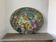 Huile sur toile ovale « Fleurs »