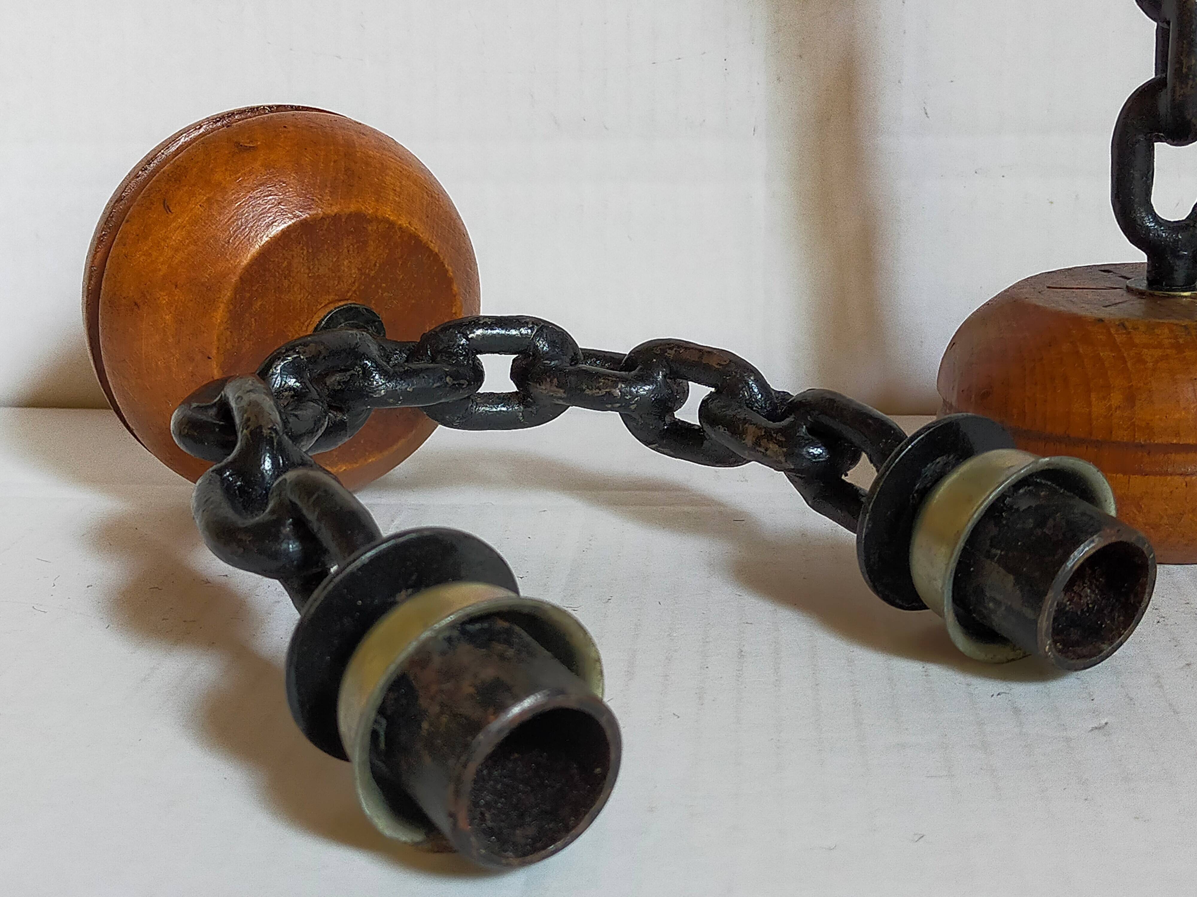 Duo of brutalist Art-popular candlesticks 50s