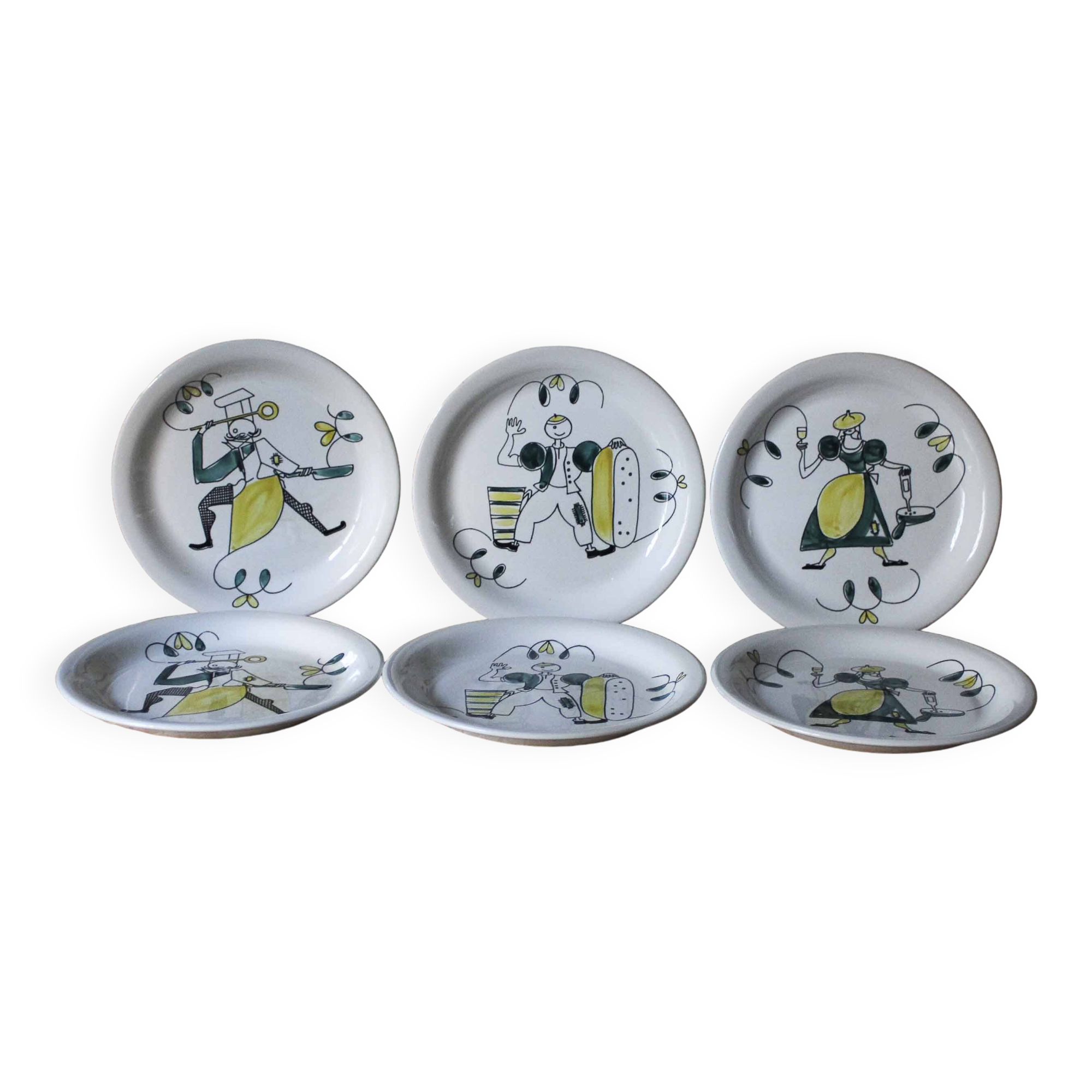 Lot de 6 assiettes en céramique Stavangerflint Norvège