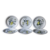 Set of 6 ceramic plates Stavangerflint Norway