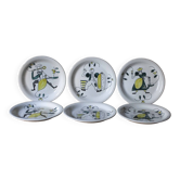 Set of 6 ceramic plates Stavangerflint Norway