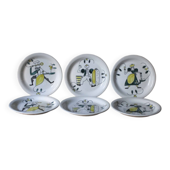 Set of 6 ceramic plates Stavangerflint Norway