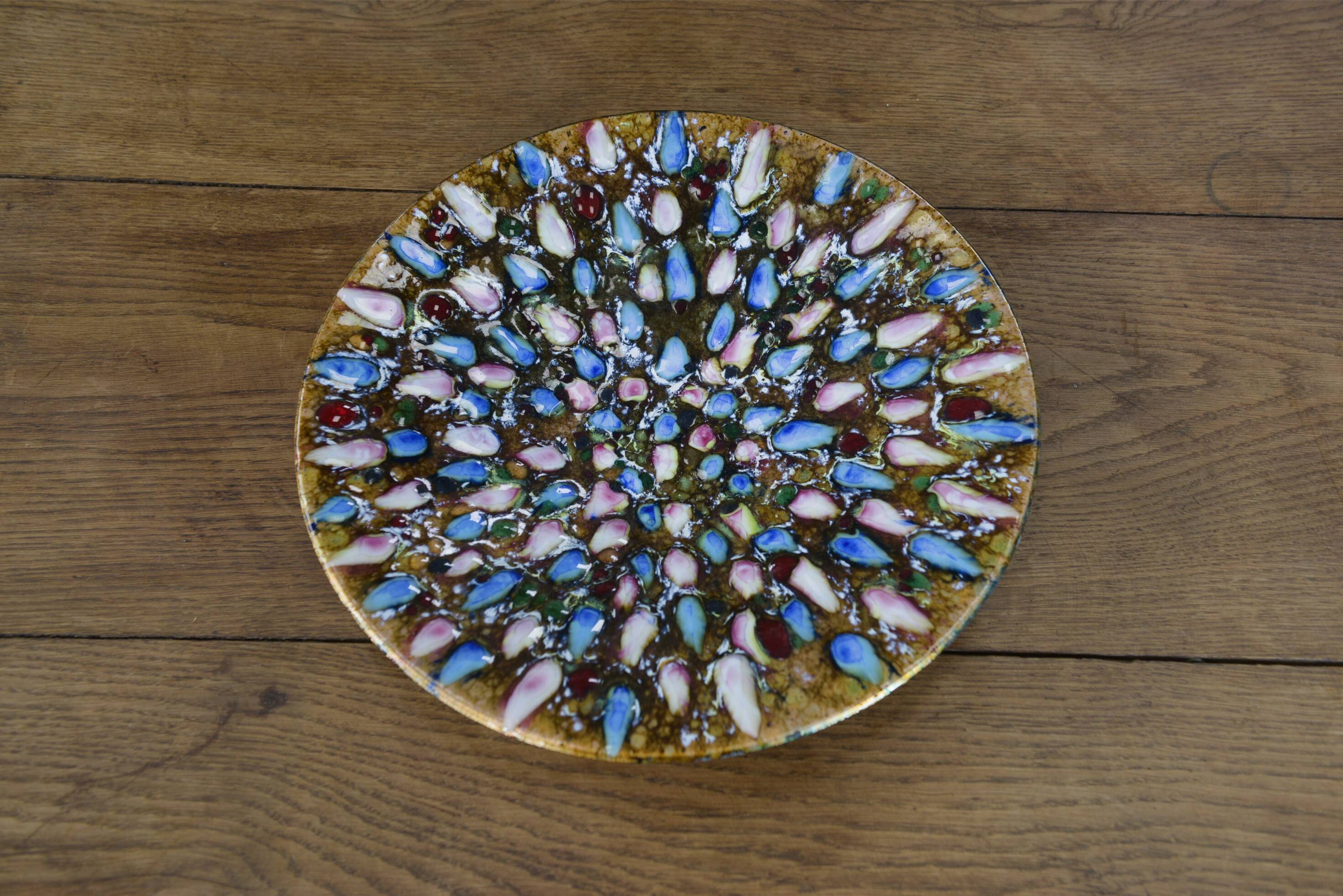 Colorful enameled metal centerpiece 1970