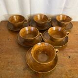 Série De 6 Anciennes Tasses Poterie Des Grottes Céramique Beige Vintag