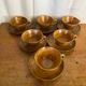 Set of 6 Antique Cave Pottery Cups, Beige Vintage Ceramic