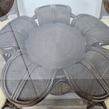 Set with table and four chairs in wicker and bamboo by Vivai Del Sud, 1970