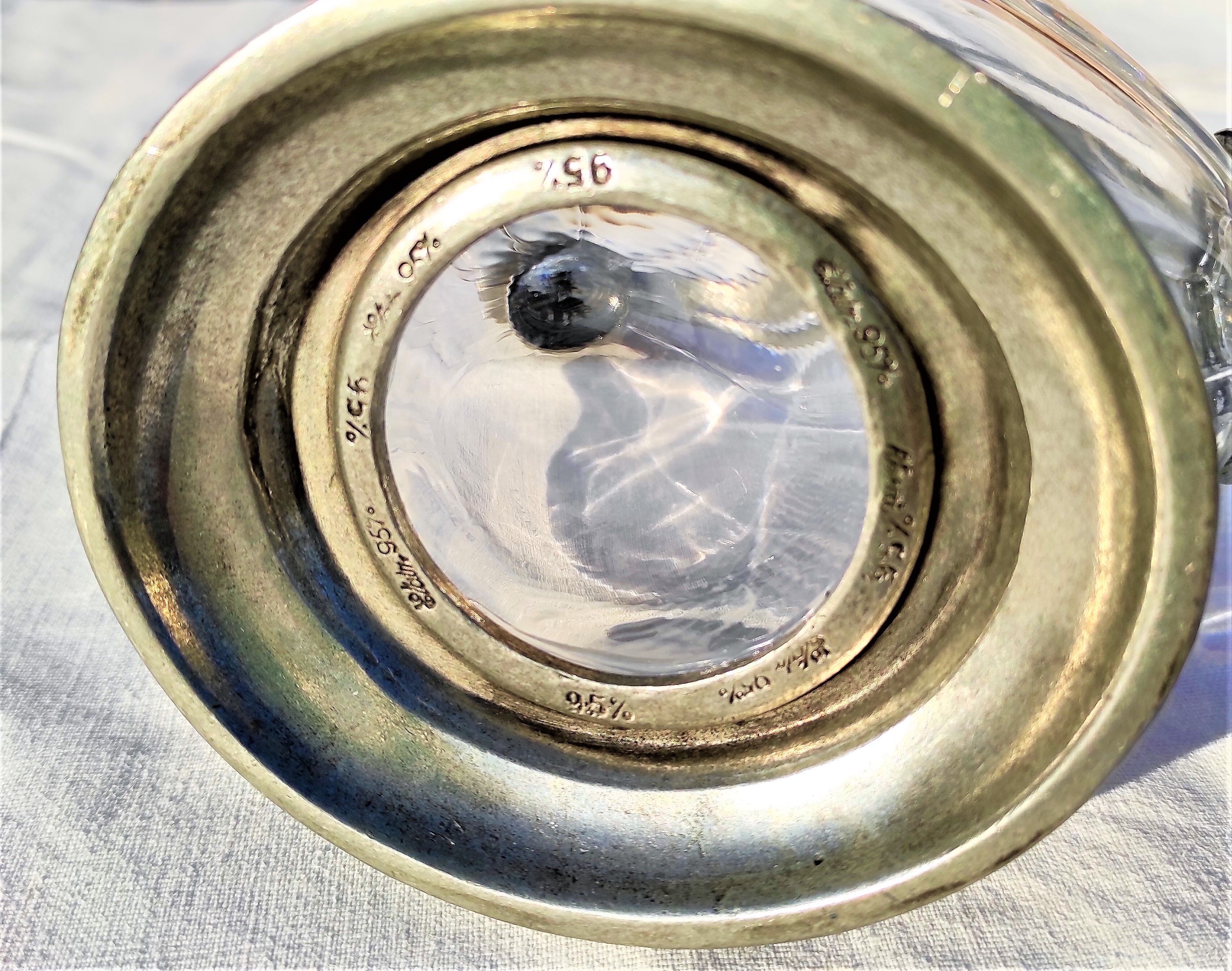 Old duck shaped decanter in crystal and tin