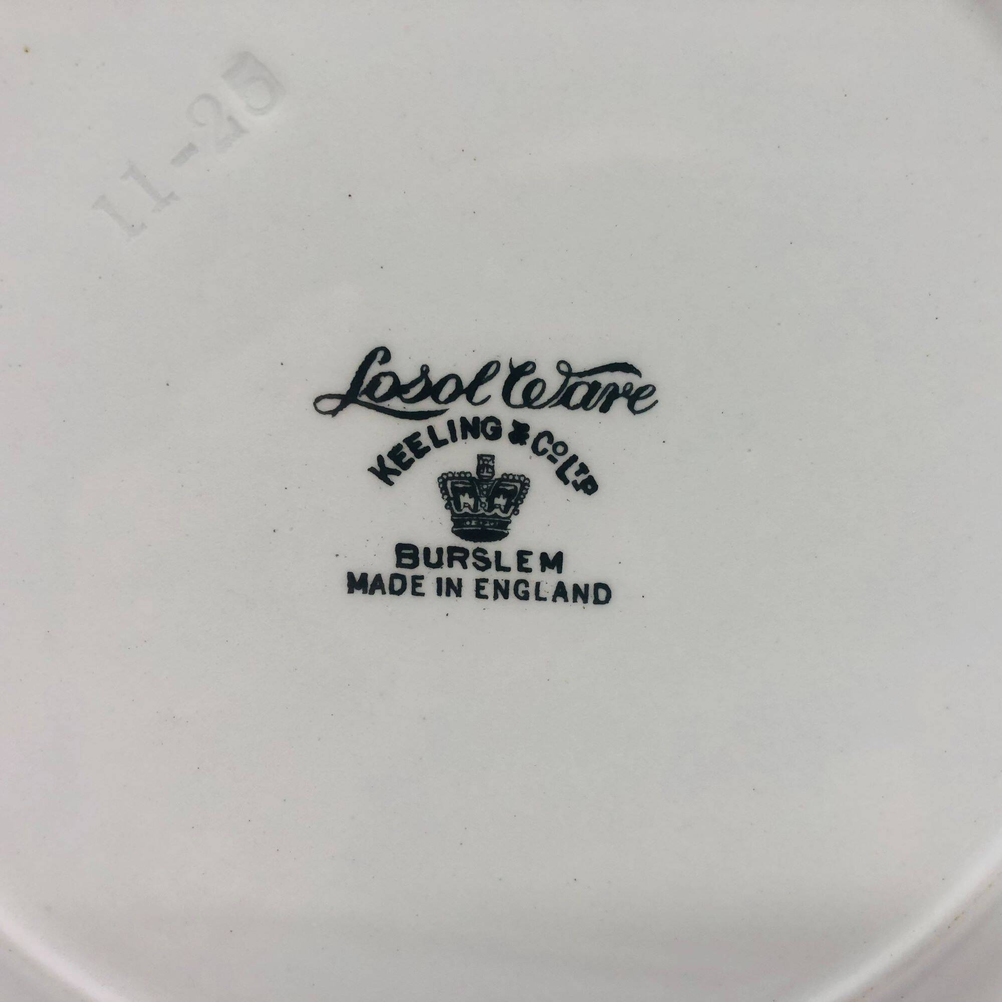 6 Vintage Dessert Plates, Keeling & Co Losol Ware Burslem.