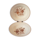 2 vintage round dishes - brown roses