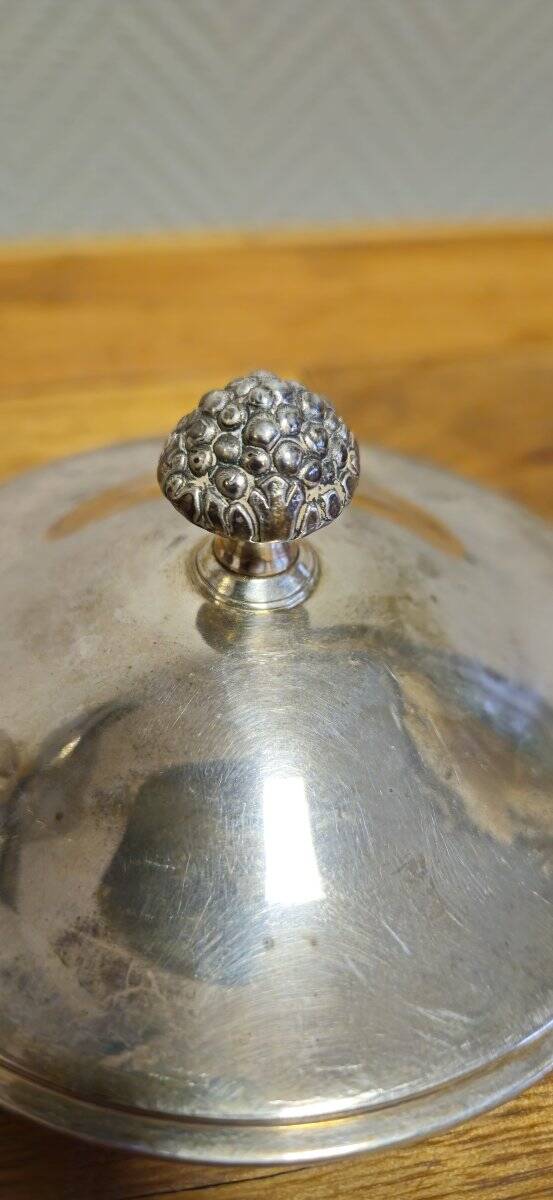 Service sucrier et pot à lait ancien en métal argenté – Style Empire / Louis XVI