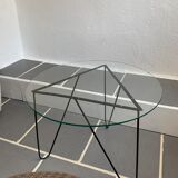 Vintage glass and metal tripod table