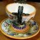Small Cup and Saucer Majolica Fantechi Sesto Fiorentino Antique