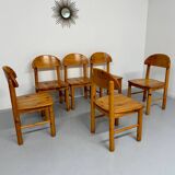Set of 6 solid pine chairs, Scandinavian design, Reiner Daumiller