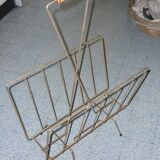 Vintage brushed gold steel magazine holder